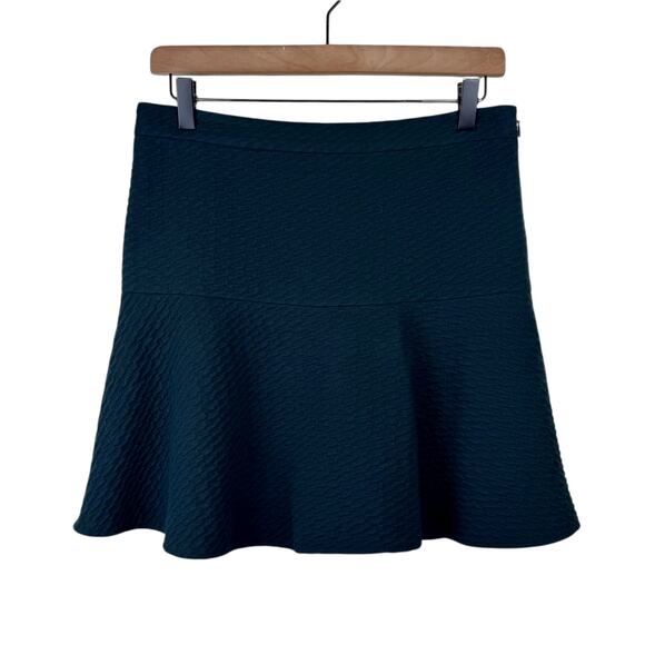 Loft NWT Dark Green Circle Zipper Closure Textured Fit and Flare Mini Skirt - Picture 1 of 11